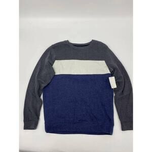 Public Opinion Men's Fleece Colorblock Crew Neck Sweater In Blue L/XL